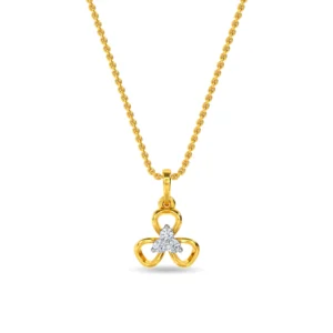 14KT Gold Diamond Flower Pendant Necklace For Gift