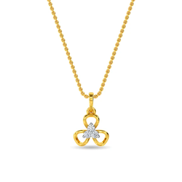 14KT Gold Diamond Flower Pendant Necklace For Gift