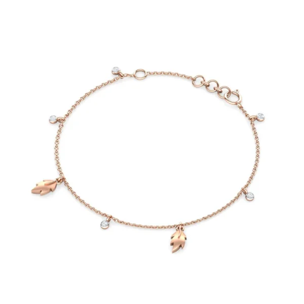 Leaf 14kt Rose Gold Lab Grown Diamond Bracelet - Image 2