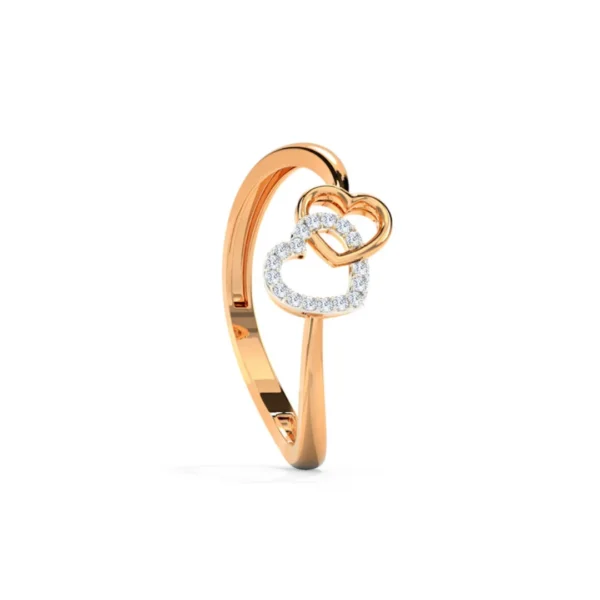 14kt Rose Gold & Lab Diamond Double Heart Ring for Ladies - Image 2