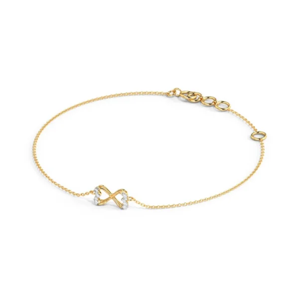 Stunning 14KT Yellow Gold Diamond Heart Bracelet - Image 2
