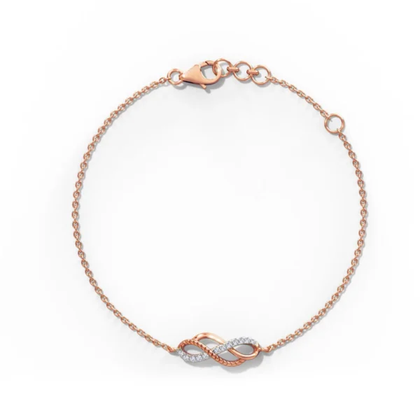Womens 14kt Rose Gold Lab Grown Diamond Infinity Bracelet - Image 2
