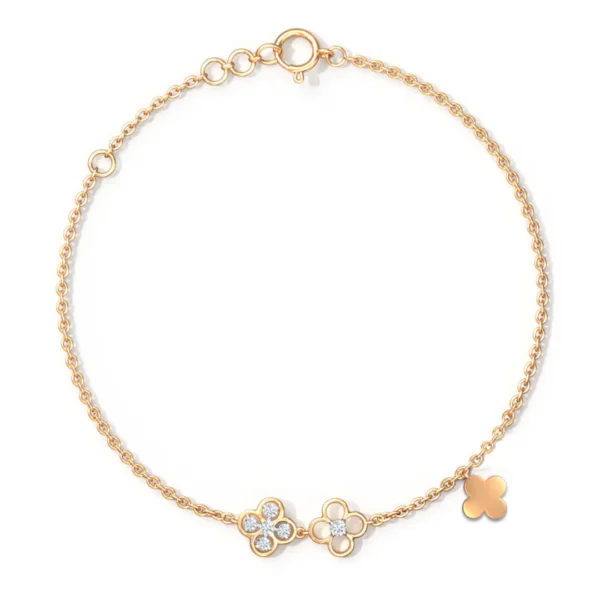 14kt Rose Gold Lab Grown Diamond Stunning Floral Bracelet for Women - Image 2