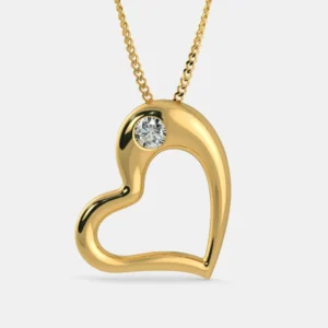 18K Gold Heart-Shaped Diamond Pendant for Ladies