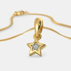 18k Gold Star Pendant with Diamond for Kids