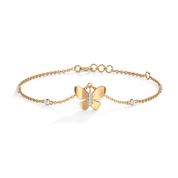18k Rose Gold & Diamond Butterfly Bracelet