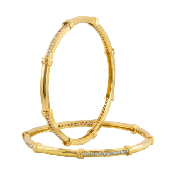 18k Yellow Gold Diamond Adorned Bangle for Ladies