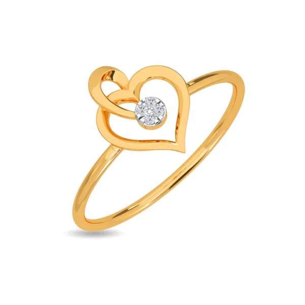 Captured Love 14k Gold Diamond Heart Shaped Engagement Ring