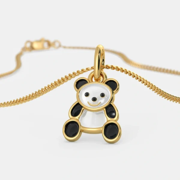 Charming 18K Gold Panda Bear Pendant for Kids
