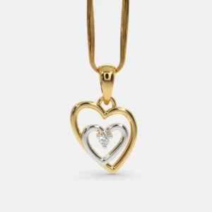 Double Heart Shaped Pendant in 18k Gold & Diamond for Women