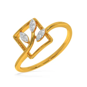 Enchanted Leaves 18k Gold Leaf Ring with Diamonds