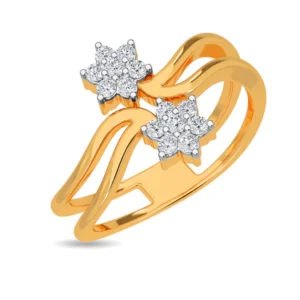 Ethereal Blossom Floral Design Gold Ring with Diamonds