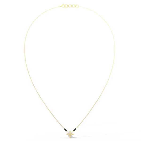 Flower Mangalsutra 14 k Yellow Gold & Diamond