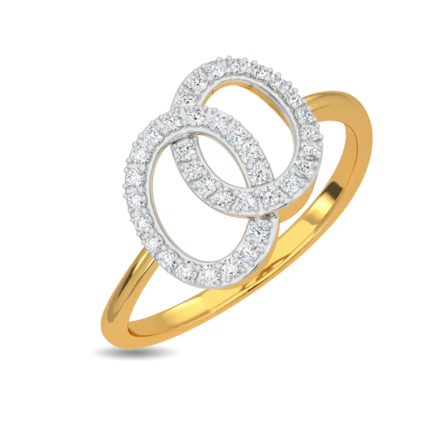 Harmony Circles 18 Karat Yellow Gold Diamond Interlocking Ring