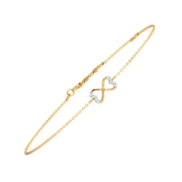 Stunning 14KT Yellow Gold Diamond Heart Bracelet - Image 4