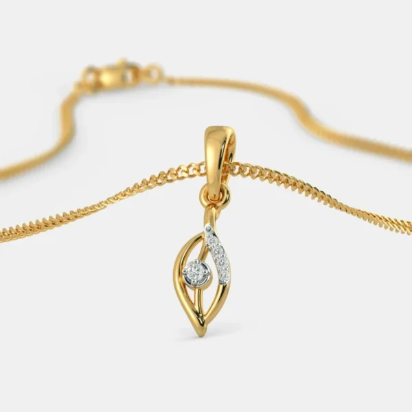 Leaf Shape Pendant 18KT Gold & Diamond for Female - Image 4