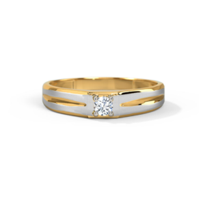 Solitaire Leo Diamond 18k White Yellow Gold Ring For Men