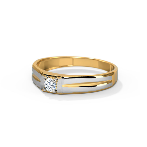 Leo Solitaire Diamond, 18KT White & Yellow Gold Ring For Men - Image 2