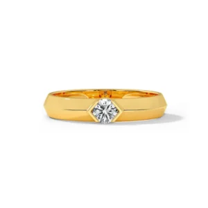 Mens Wedding Ring 18k Yellow Gold with Diamond