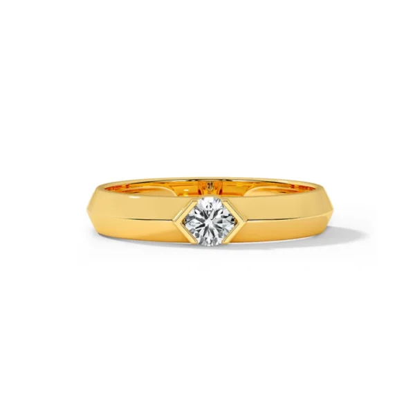 Mens Wedding Ring 18k Yellow Gold with Diamond
