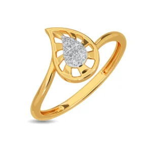 Nature's Embrace Yellow Gold Diamond Leaf Engagement Ring