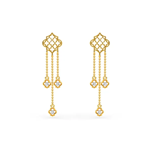 Radiant Cascade Gold Diamond Dangle Earrings