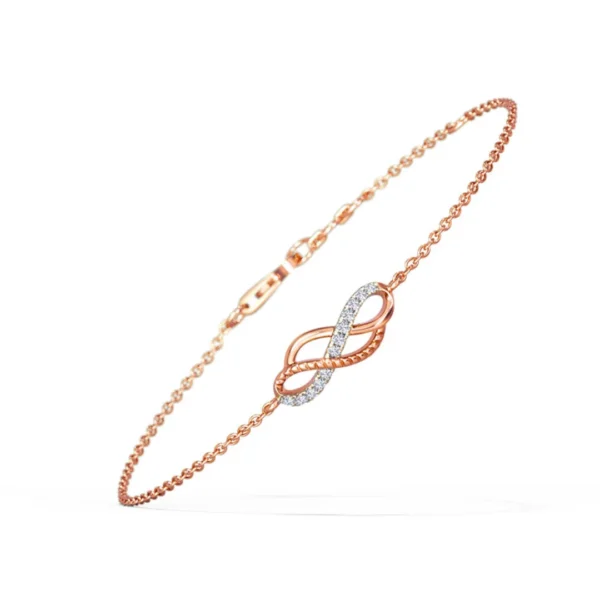 Womens 14kt Rose Gold Lab Grown Diamond Infinity Bracelet - Image 3