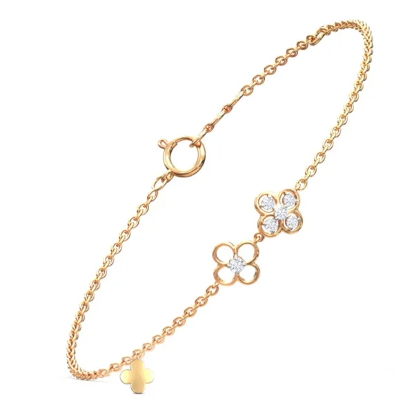 14kt Rose Gold Lab Grown Diamond Stunning Floral Bracelet for Women - Image 3