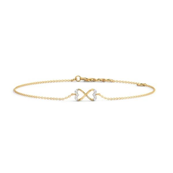 Stunning 14K Yellow Gold Diamond Heart Bracelet