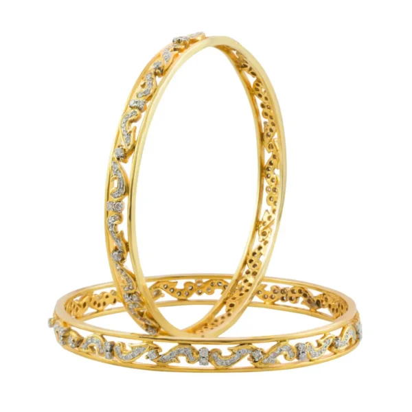 Stunning18k Gold Bangles Adorned with 4.7 Carat Diamonds