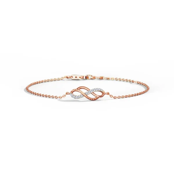 Womens 14k Rose Gold Diamond Infinity Bracelet