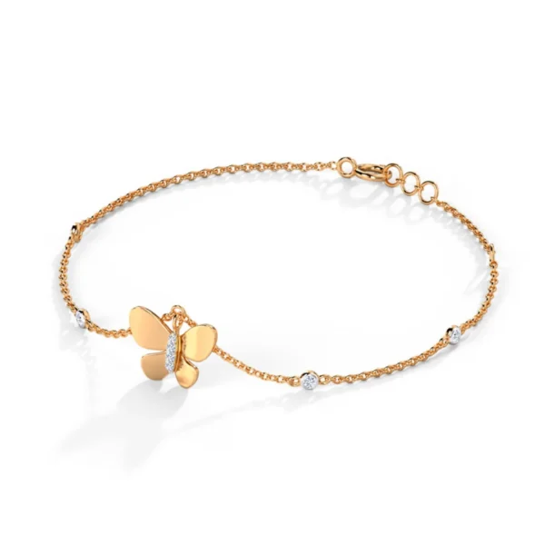 18kt Rose Gold & Lab Grown Diamond Butterfly Bracelet - Image 2