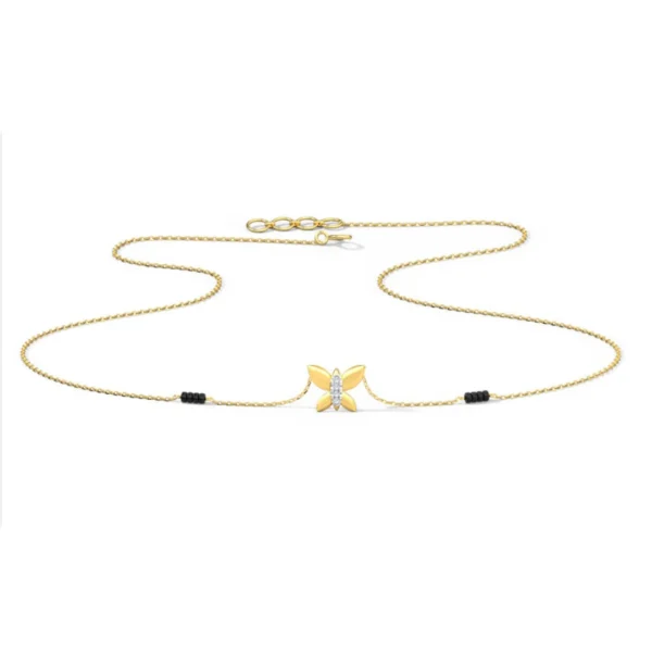 Butterfly Mangalsutra 14KT Yellow Gold & Diamond - Image 2