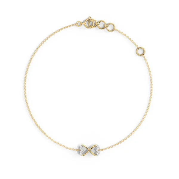 Stunning 14KT Yellow Gold Diamond Heart Bracelet - Image 3