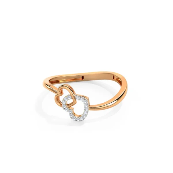 14kt Rose Gold & Lab Diamond Double Heart Ring for Ladies - Image 3