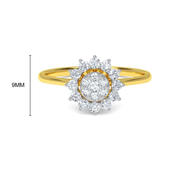 Floral Cluster Lab Diamond Gold Cocktail Ring - Image 4