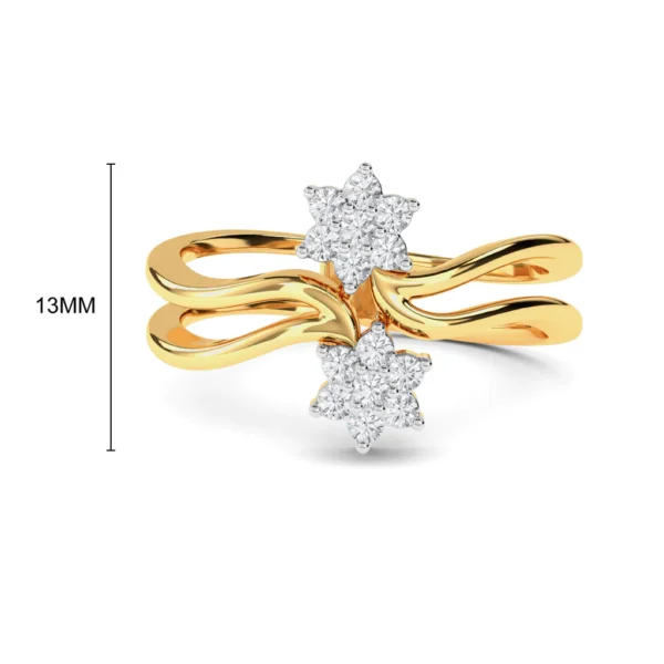 Ethereal Blossom Floral Design Gold Ring with Lab Diamonds - Image 3