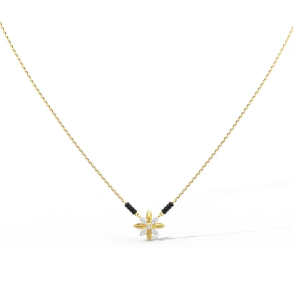 Flower Mangalsutra 14KT Yellow Gold & Diamond - Image 2