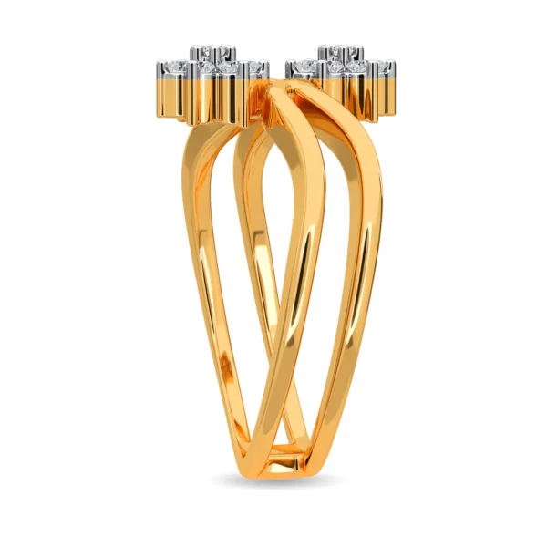 Ethereal Blossom Floral Design Gold Ring with Lab Diamonds - Image 4