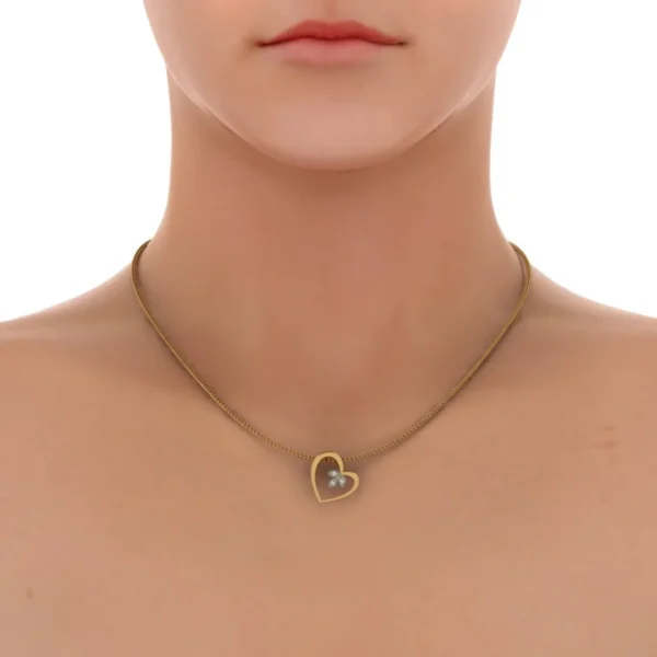Flower Heart Pendant 18KT Gold with Diamond for Ladies - Image 2