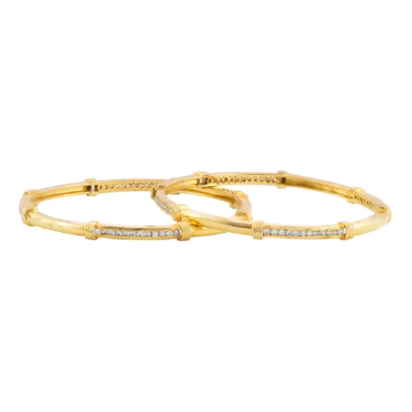 18kt Gold Lab Diamond Adorned Bangle for Ladies - Image 2