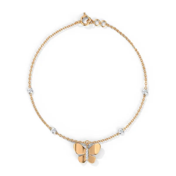 18kt Rose Gold & Lab Grown Diamond Butterfly Bracelet - Image 3