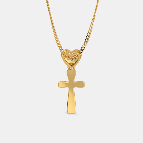 Divine Love Gold Lab Diamond Heart Cross Pendant - Image 3