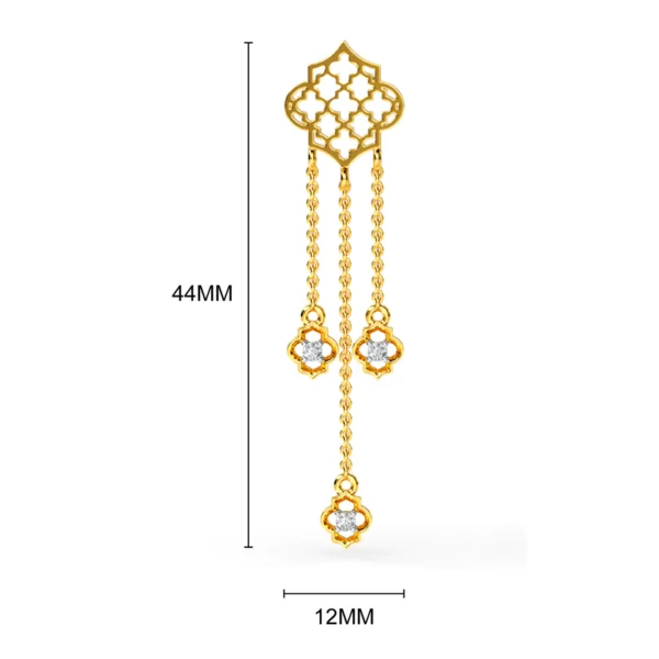 Radiant Cascade Gold Lab Diamond Dangle Earrings - Image 2