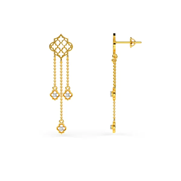 Radiant Cascade Gold Lab Diamond Dangle Earrings - Image 3