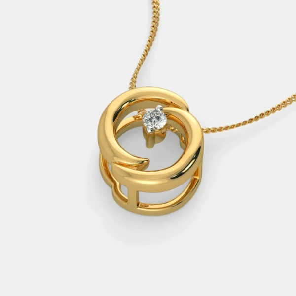 Buy 18KT Yellow Gold Diamond Round Pendant for Women - Image 2