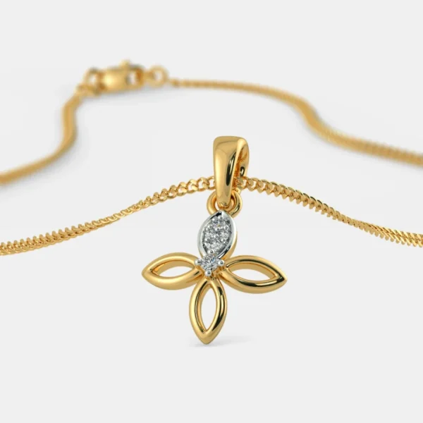 Women's Flower Pendant 18KT Gold and Diamond - Image 3