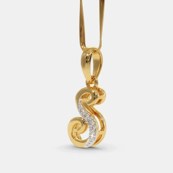 18K Gold Lab Diamond Letter S Pendant for Women - Image 2
