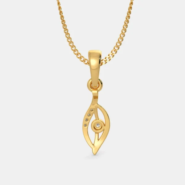 Leaf Shape Pendant 18KT Gold & Diamond for Female - Image 3