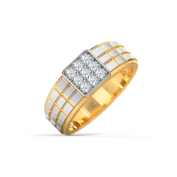 Mens 18KT Yellow Gold Diamond Ring For Engagement & Wedding - Image 2